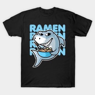 Shark Ramen Bowl Kawaii Neko Anime Japanese Noodles graphic T-Shirt